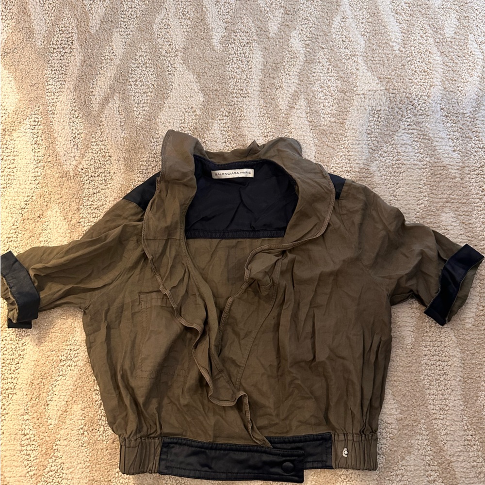 Balenciaga Crop Bomber Top in Olive